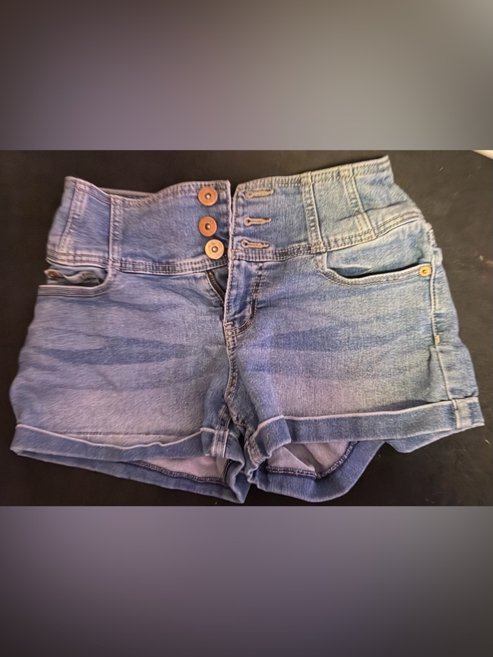 High-Rise Blue Denim Women’s Shorts